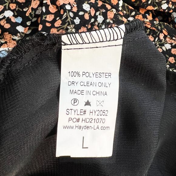 Hayden Dress Womens L Dark Ditsy Floral Cottagecore Party Boho Chiffon Dressy - Picture 7 of 7